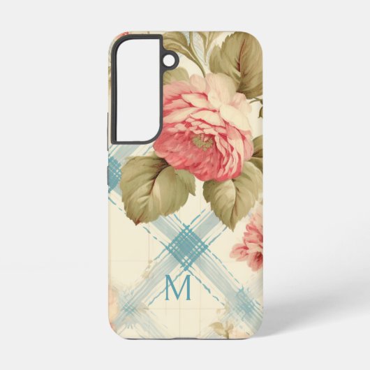 Hübscher Bauernhof Rustikale Monogramm Rosen Samsung Galaxy Hülle (Rückseite)