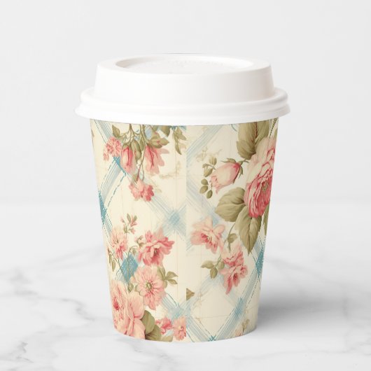 Hübscher Bauernhof Rustikale Rosen Pappbecher (Links)