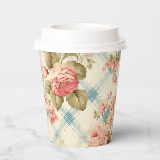 Hübscher Bauernhof Rustikale Rosen Pappbecher (Rückseite)