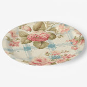 Hübscher Bauernhof Rustikale Rosen Pappteller (Schrägansicht)