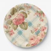 Hübscher Bauernhof Rustikale Rosen Pappteller (Vorderseite)