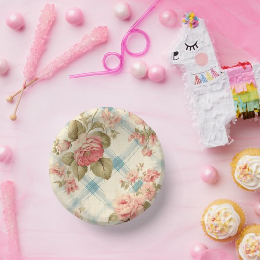 Hübscher Bauernhof Rustikale Rosen Pappteller (Party)