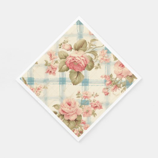 Hübscher Bauernhof Rustikale Rosen Serviette (Ecke)