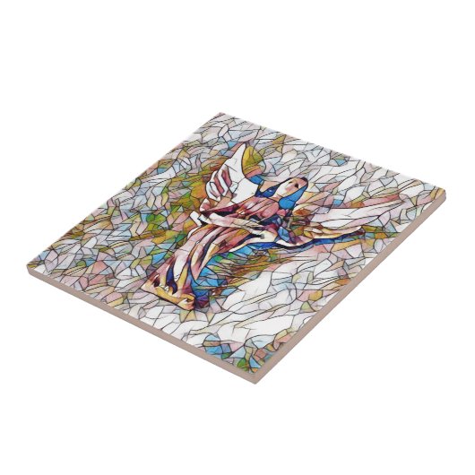 Hübscher beflecktes Glas-Wächter-Engel Fliese (Seite)