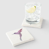 Hübscher bemalter Kolibri Steinuntersetzer (Seitenansicht)