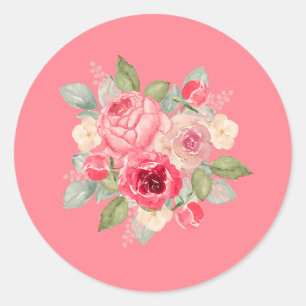 Hübscher bemalter rosa Rosenstrauß Runder Aufkleber