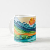 Hübscher Berg Sonnenuntergang Seenlandschaft Abstr Kaffeetasse (Vorderseite Links)