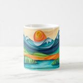 Hübscher Berg Sonnenuntergang Seenlandschaft Abstr Kaffeetasse (Mittel)