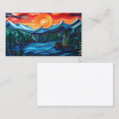 Hübscher Berg Sonnenuntergang Seenlandschaft Abstr Visitenkarte (Vorne/Hinten)