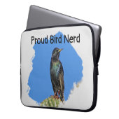 Hübscher Black Starling Aviv Vogelbeobachter Proud Laptopschutzhülle (Vorderseite Links)