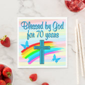 HÜBSCHER BLAU CHRISTLICH 70. GEBURTSTAG PAPIER NAP SERVIETTE (Beispiel)