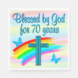 HÜBSCHER BLAU CHRISTLICH 70. GEBURTSTAG PAPIER NAP SERVIETTE
