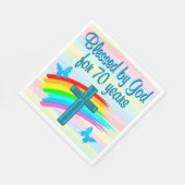 HÜBSCHER BLAU CHRISTLICH 70. GEBURTSTAG PAPIER NAP SERVIETTE (Ecke)