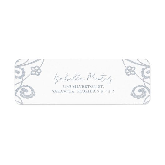 Hübscher, blau weich, silberfarbener, floraler Rah (Vorne)