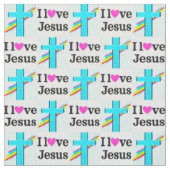 HÜBSCHER BLAUE CROSS I LIEBE JESUS STOFF (Nahaufnahme)