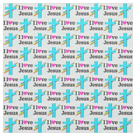 HÜBSCHER BLAUE CROSS I LIEBE JESUS STOFF (Muster)