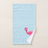 HÜBSCHER BLAUE STRIPE FLAMINGO BADEZIMMER TOWEL SE BADHANDTUCH SET (Handtuch)