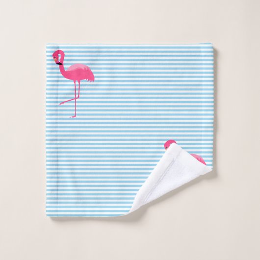 HÜBSCHER BLAUE STRIPE FLAMINGO BADEZIMMER TOWEL SE BADHANDTUCH SET (Waschlappen)