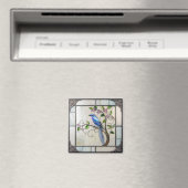 Hübscher Blaue Vogel auf blühender Weinrebe Magnet (In Situ (Geschirrspüler))