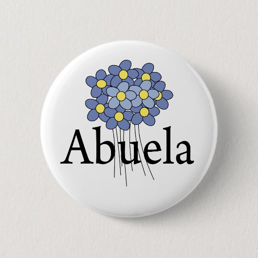 Hübscher blauer Blume Abuela T - Shirt Button (Vorderseite)