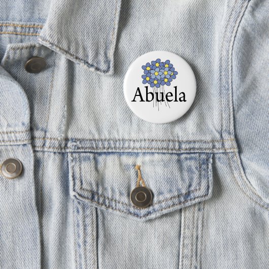 Hübscher blauer Blume Abuela T - Shirt Button (Beispiel)