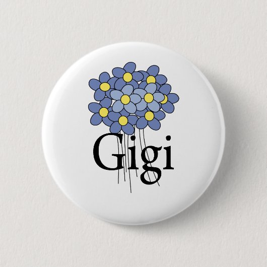 Hübscher blauer Blume Gigi T - Shirt Button (Vorderseite)