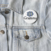 Hübscher blauer Blume Gramma T - Shirt Button (Beispiel)