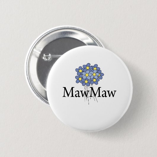 Hübscher blauer Blume MawMaw T - Shirt Button (Vorne & Hinten)