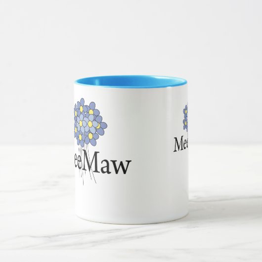 Hübscher blauer Blume MeeMaw T - Shirt Tasse (Zentrum)