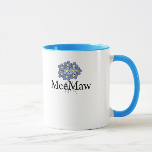 Hübscher blauer Blume MeeMaw T - Shirt Tasse (Rechts)