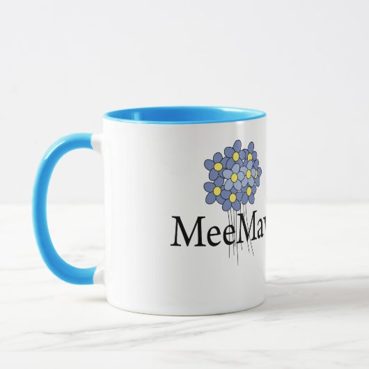 Hübscher blauer Blume MeeMaw T - Shirt Tasse (Links)