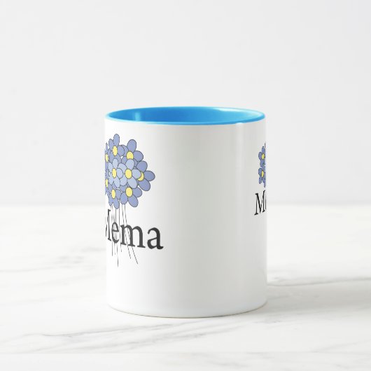 Hübscher blauer Blume MeMa T - Shirt Tasse (Zentrum)