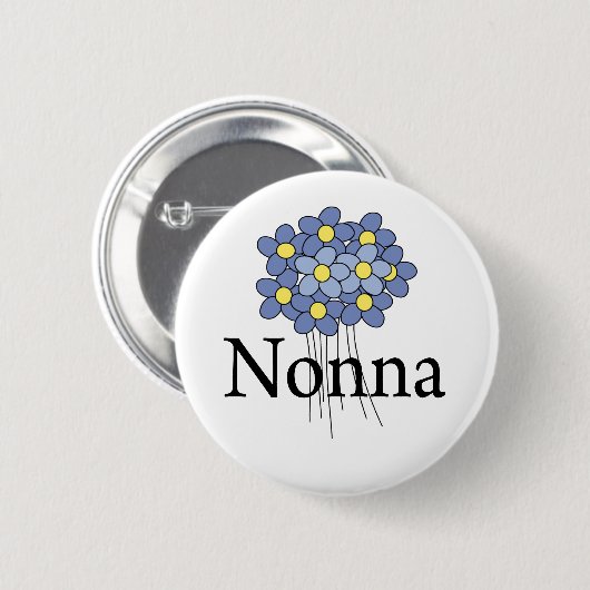 Hübscher blauer Blume Nonna T - Shirt Button (Vorne & Hinten)