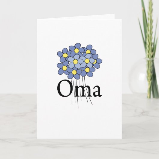 Hübscher blauer Blume Oma T - Shirt Karte (Vorderseite)
