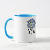 Hübscher blauer Blume YaYa T - Shirt Tasse (Links)