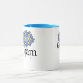 Hübscher blauer Blumen-Gramm-T - Shirt Tasse (Zentrum)
