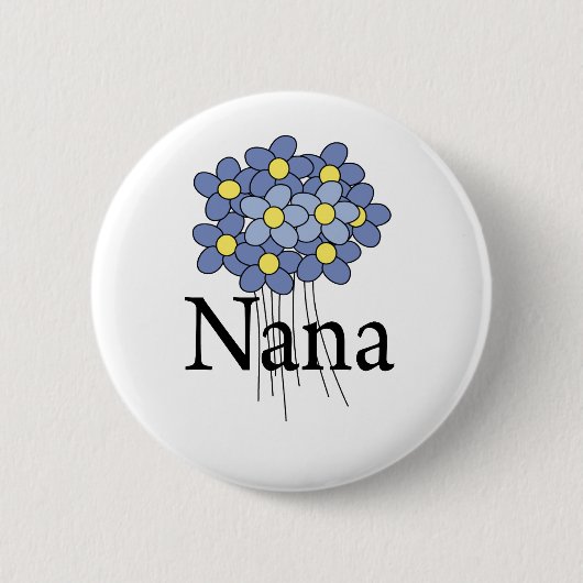 Hübscher blauer Blumen-Nana-T - Shirt Button (Vorderseite)