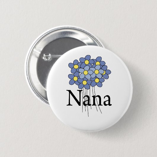 Hübscher blauer Blumen-Nana-T - Shirt Button (Vorne & Hinten)