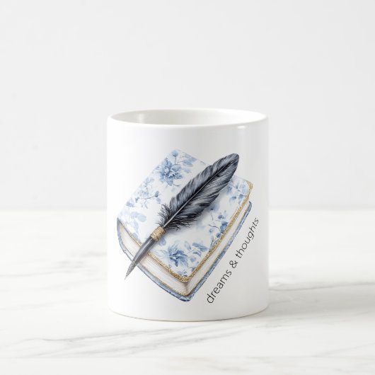 Hübscher blauer Blumenfederstift Kaffeetasse (Mittel)