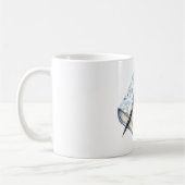 Hübscher blauer Blumenfederstift Kaffeetasse (Links)