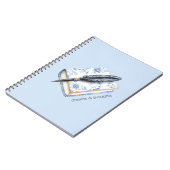 Hübscher blauer Blumenfederstift Notizblock (Linke Seite)