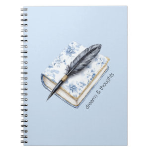 Hübscher blauer Blumenfederstift Notizblock