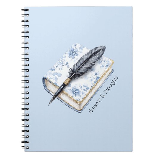 Hübscher blauer Blumenfederstift Notizblock (Vorderseite)