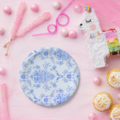 Hübscher Blauer Damasus Pappteller (Party)