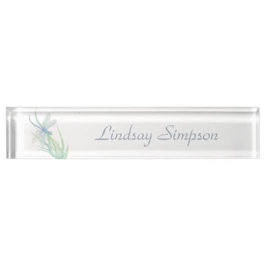 Hübscher Blauer Drachenfliege Individuelle Name Ar Namensplakette (Vorderseite)