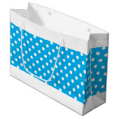 Hübscher blauer, gepunkteter Farbblock aus blauem Große Geschenktüte (Vorderseite Schrägansicht)