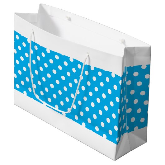 Hübscher blauer, gepunkteter Farbblock aus blauem Große Geschenktüte (Vorderseite Schrägansicht)