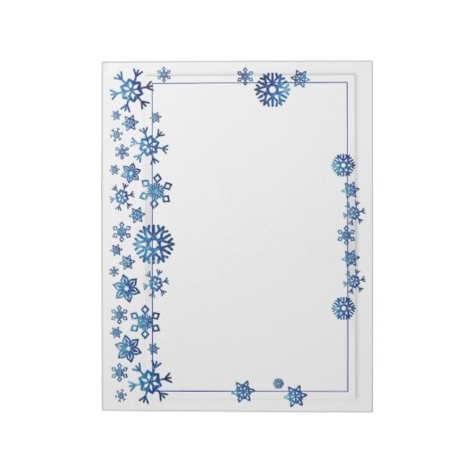 Hübscher blauer Glitzer Winterschneeflocken Weihna Notizblock (Rotiert)