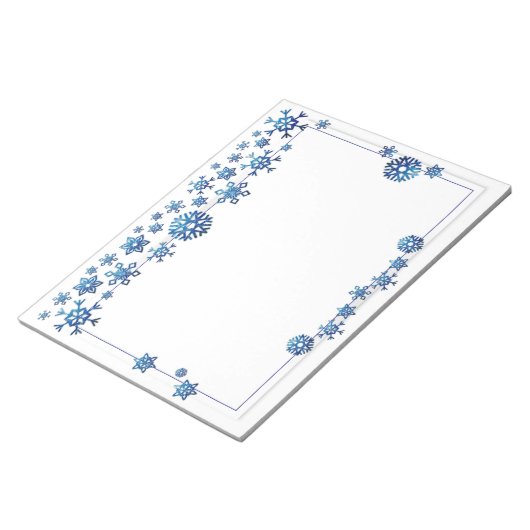 Hübscher blauer Glitzer Winterschneeflocken Weihna Notizblock (angewinkelt)