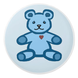 Hübscher blauer Junge Baby-Teddybär Keramikknauf